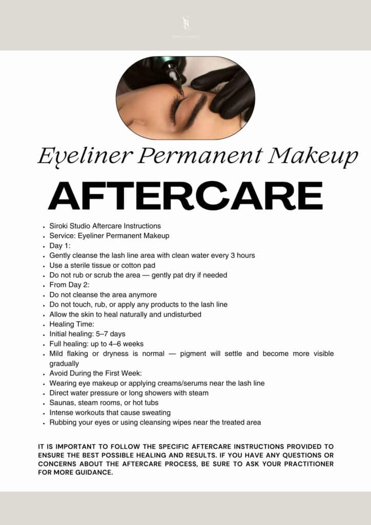 Eyeliner Permanent makeup aftercare 